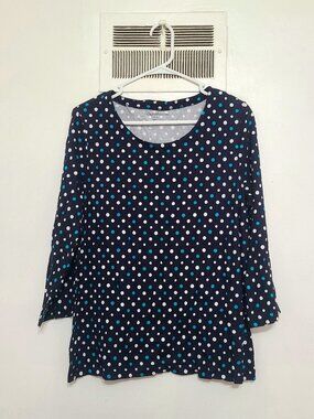 Navy Polka Dot Long Sleeve Tee – Size L